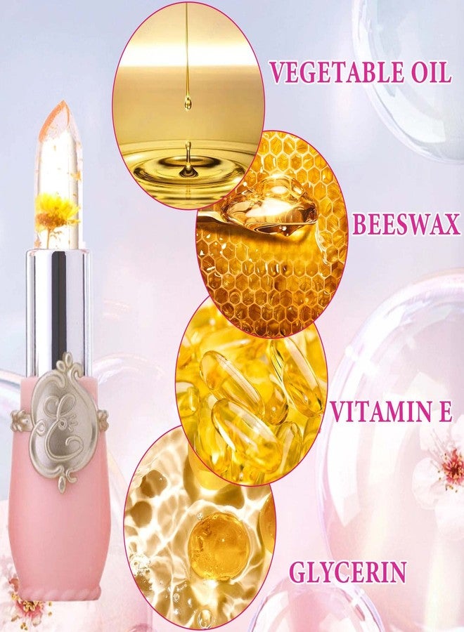 WENJLYJ 2PCS Crystal Flower Jelly Lipstick,Clear Lipstick with Flower Inside Magic PH Temperature Color Changing Lip Stick Tinted Lip Balm,Long Lasting Waterproof Moisturizing Lip Gloss Set(03+04) - Image 3